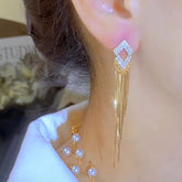 Golden Long Tassel Earrings